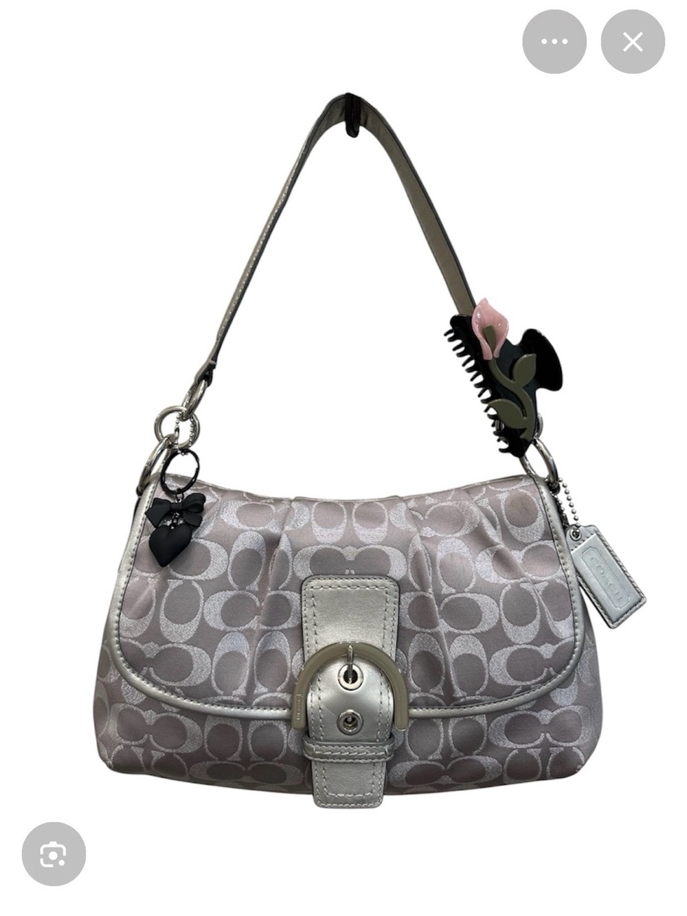 Coach Silver Signature Jacquard Shoulder Bag